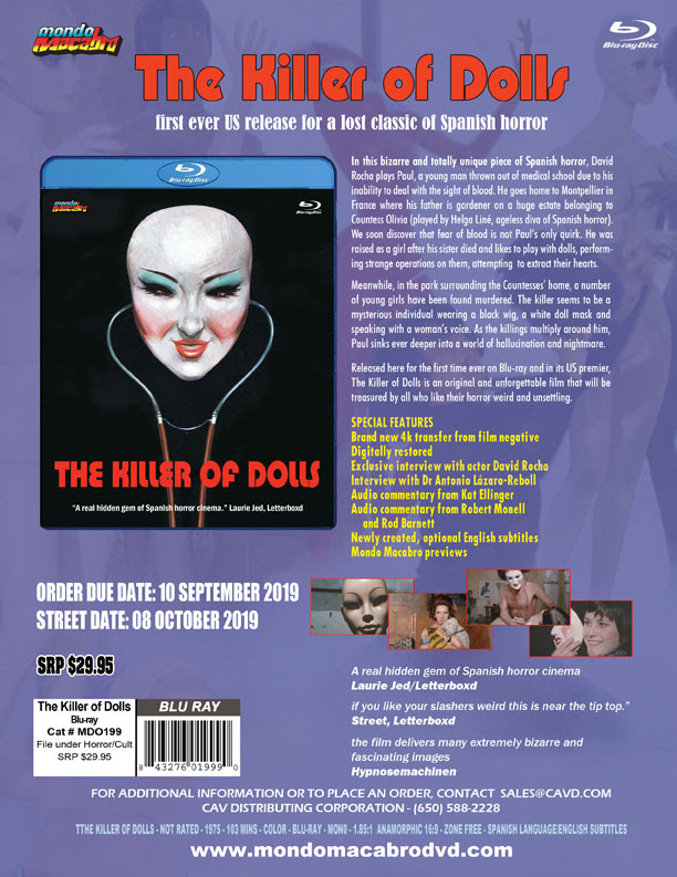Mondo Macabro’s KILLER OF DOLLS Street Dates Revised to 10/22/19