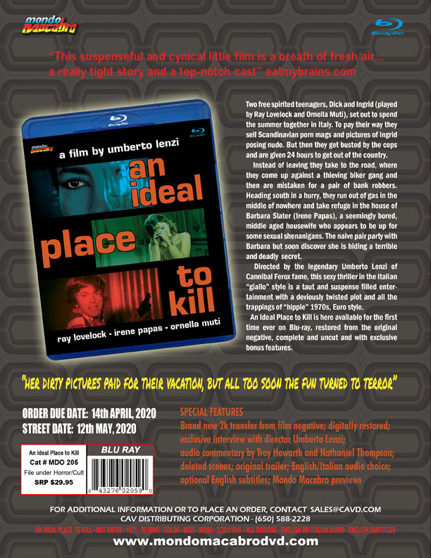 Mondo Macabro’s and CAV’s May 2020 Release of AN IDEAL PLACE TO KILL
