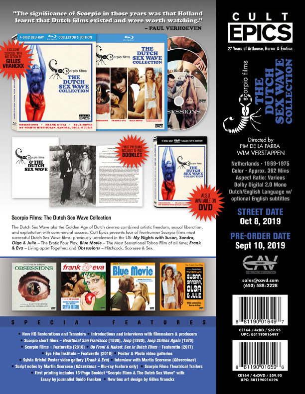 Cult Epics Presents SCORPIO FILMS: THE DUTCH SEX WAVE COLLECTION – 4-Disc Box Set