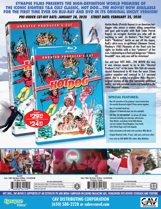 CAV & Synapse Films present HOT DOG…THE MOVIE! (UNRATED PRODUCER’S CUT) coming February 2020
